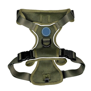 Harnais pour chien personnalisé, grande taille, couleur verte, respirant, rembourré, en cuir, pour l'entraînement, la promenade et la randonnée - Product Image 3