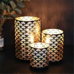 Luxury Gold Metal Mesh Candle Lantern Vintage Hollow Hanging Iron Pillar Candle Holder Centerpiece Wedding Table Home Decorative - Product Image 6