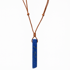 Natural Lapis Lazuli Crystal Pendant Necklace with Adjustable <b>Rope</b> <b>Chain</b> for Men - Product Image 3