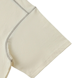T-shirt d'été en coton 250G à col rond et manches courtes, vierge, personnalisable, avec surpiqûres contrastées – Vente en gros - Product Image 4