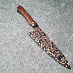 Cuchillo de cocina estilo Santoku con patrón de cobre damasco y mango decorativo, cuchillo de cocina profesional para expertos culinarios. - Product Image 1