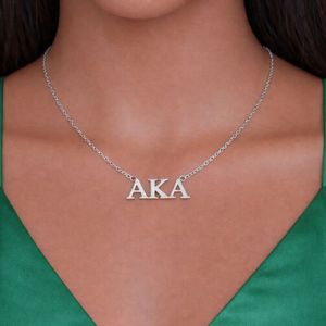 Collar con colgante de letra AKA plateado para mujer, elegante joyería de moda inspirada para uso diario, accesorio de regalo con dije. - Product Image 1