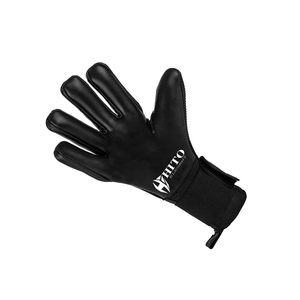 Hot Selling Custom Design Black Kint Soccer Goalkeeper <b>Gloves</b> with 4mm German Latex Medius Cut Germaan Latex Emboss - Product Image 2