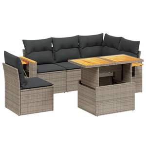 Conjunto de Sofá de Jardín de Ratán PE Gris con Reposabrazos Ajustables Grandes, Muebles de Exterior Cómodos y Elegantes - Product Image 2
