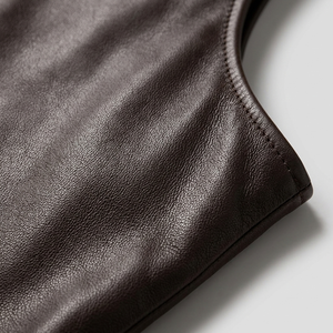 Gilet de motard en cuir véritable noir de qualité supérieure pour homme – Gilet de moto sans manches avec poches zippées et col montant - Product Image 4