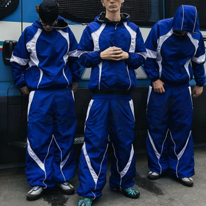 Custom Clothing Windbreaker <b>Jacket</b> and Nylon <b>Track</b> Pants Detachable Zip up Nylon Sweatsuit Set <b>Men</b> Windbreaker Tracksuit - Product Image 1