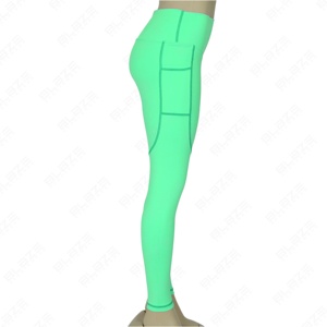 Pantalons de yoga de sport à taille haute, solides et personnalisables en gros, respirants, évacuant la transpiration, taille élastique, leggings de yoga - Product Image 3