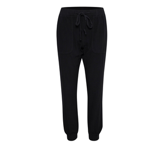 Pantalon de jogging décontracté en coton noir pour homme, taille élastique avec cordon de serrage, poches latérales, respirant, mi-lourd, tricoté, idéal pour le printemps - Product Image 4