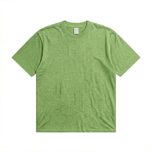 T-shirt noir uni surdimensionné personnalisé pour homme – T-shirts décontractés classiques d'été en coton épais délavé à manches courtes - Product Image 2