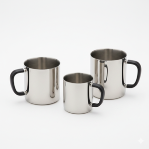 Tasse profonde avec poignée en bakélite Tasses de voyage en acier inoxydable avec poignée Tasse à bière à double paroi Boissons Forme de baril - Product Image 1