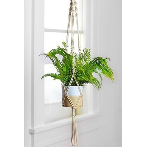Aqdus Saleem Soporte para Plantas de Macramé Bohemio de Madera de Mango con Incrustaciones de Latón - Exhibición de Arte Hecho a Mano al por Mayor - Product Image 1