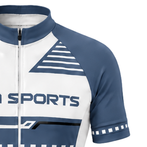 Maillot de Ciclismo Azul Pizarra y Blanco de Manga Corta con Cremallera Completa para Bicicleta de Carretera, Ropa Deportiva Profesional de Ciclismo - Product Image 4