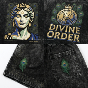 เสื้อยืดผ้าฝ้ายผู้ชาย คอกลม พิมพ์ลายศิลปะ Divine Order ชุดลำลองสำหรับฤดูร้อน - Product Image 4