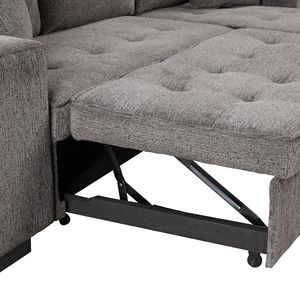 104.5 Modern L-Shaped 3-Seater Reversible Sectional Couch Pull-Out <b>Sleeper</b> <b>Sofa</b> with Storage Chaise 2 Stools for Living Room - Product Image 3