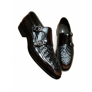 รองเท้าหนังแบบ Monk Strap หัวเหลี่ยม สายรัดคู่ กันลื่น เหมาะสำหรับใส่ทำงาน ใส่ได้ทุกฤดู พื้นยาง - Product Image 1