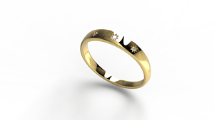 Anillo Vintage de Oro de 18K con Estrella Celestial, Estilo Gitano, con Banda de Diamantes Naturales Grabada, Anillos Ligeros Unisex para Boda, Joyería de Regalo - Product Image 2