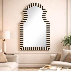 Artisan Arched Bone Inlay Wall Mirror Handcrafted Floral Pattern <b>Arch</b> Mirror <b>Frame</b> Luxury Entryway Vanity Mirror - Product Image 2