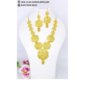 Turkish <b>Wedding</b> Jewelry Sets 24K Gold Plated Dubai Necklace Bracelet Alloy Main Material Engagement Jewelry - Product Image 1