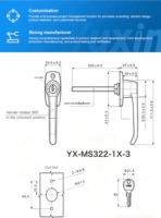 Serrure à poignée en L YX-MS322-1X en alliage de zinc chromé haute sécurité pour porte de garage avec 2 clés en laiton