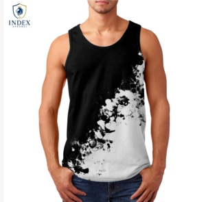 Index Apparel <b>Men's</b> Black <b>White</b> Abstract Print Tank Top O-Neck Sleeveless Casual Breathable Knitted <b>Vest</b> - Product Image 1