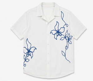 เสื้อเชิ้ตแขนสั้นผู้ชายแบบลำลอง ปกคอพับ เสื้อเชิ้ตฤดูร้อน - Product Image 1