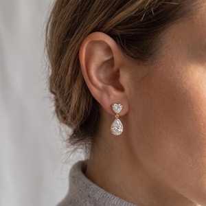 1CT Heart 2CT Pear Cut Moissanite <b>Stud</b> <b>Earrings</b> Rose Gold Plated 925 Sterling <b>Silver</b> Fine Jewelry Promise Gift Bride Party - Product Image 5