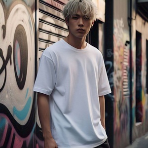 2025 camisa de alta calidad 100% algodón desgaste de gran tamaño hombro caído para hombre Hell manga corta 100% algodón camiseta para hombres ajuste suelto - Product Image 2