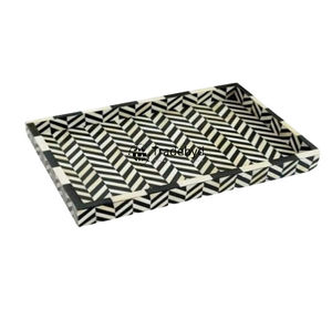 Elegante Bandeja Moderna con Incrustaciones de Hueso, Mesa de Centro Decorativa Móvil de Primera Calidad, Diseño de Tradebyd - Product Image 3