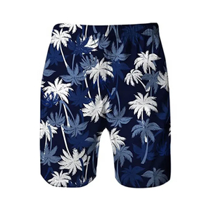 Shorts de bain pour hommes à imprimé palmiers, séchage rapide, taille élastique avec cordon de serrage, shorts de plage d'été, logo personnalisé OEM - Product Image 6