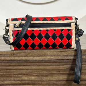 กระเป๋าสะพายพาดลำตัวสุดหรูของผู้หญิงกระเป๋ามินิสะพายไหล่สายหนังลายตารางหมากรุกแบบยาวสามพับกระเป๋าสตางค์คลัทช์ดีไซเนอร์หรู - Product Image 5