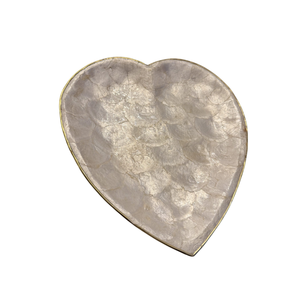 Plateau rond artisanal en nacre incrustée, motif floral, plateau de service décoratif, plateau de table ou ottoman, finition blanche et coquille naturelle - Product Image 3