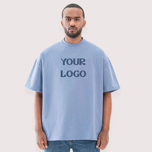 <b>Mens</b> Blue Oversized Short Sleeve Heavyweight Cotton T-<b>Shirt</b> Custom Logo OEM ODM Wholesale Apparel - Product Image 5