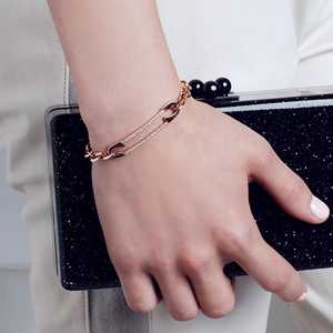 Bracelet à maillons trombone en or massif 14K 18K avec breloque épingle de sûreté personnalisée pour femme, orné de diamants de laboratoire, chaîne réglable - Product Image 2