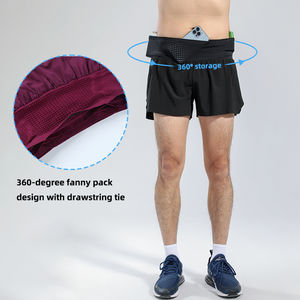 Shorts de sport 2-en-1 personnalisés anti-exposition pour hommes, taille mi-haute, élastiques, respirants, 100 % coton, écologiques, style urbain, pour la course à pied - Product Image 4