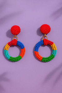 ต่างหูเม็ดลูกปัดหลากสีทรงหยดน้ำ งานแฮนด์เมด สไตล์โบโฮ เครื่องประดับแฟชั่นสำหรับผู้หญิงและเด็กผู้หญิง สวมใส่ได้ทุกวัน เหมาะเป็นของขวัญ - Product Image 3