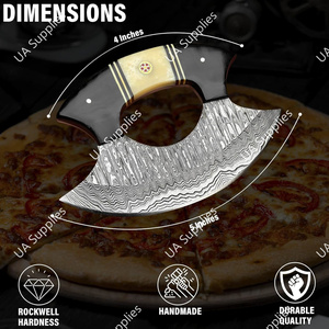 Cuchillo Ulu de Acero de Damasco Hecho a Mano de Alta Calidad, OEM/OBM, Funda de Cuero Personalizable, Herramienta de Cocina para Picar al por Mayor, Industrial - Product Image 2