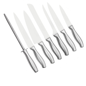 Juego de Cuchillos de Cocina Profesionales de 7 Piezas con Bloque de Madera, Mangos de Acero Inoxidable y Varilla de Afilado para Cortar Verduras y Carne - Product Image 2
