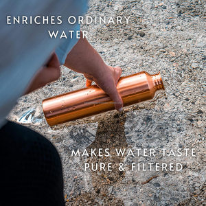Bouteille d'eau cylindrique en cuivre pur, finition brossée unie, étanche, gourde ayurvédique, vente en gros - Product Image 2