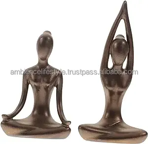 Nature's Mark Mini Yoga Frogs Estatuilla Arte abstracto Aluminio fundido a mano Acento decorativo moderno para el hogar - Product Image 3