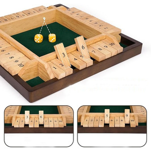 Jeu de dés en bois Shut The Box avec des jeux de dés colorés, jeu de société familial moderne pour le plaisir et le divertissement en famille - Product Image 2