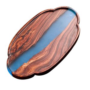 Plateau de service en bois de qualité supérieure personnalisé, décoration de table, sous-verres pour boissons, plateau en résine avec sous-verre en résine océanique - Product Image 1