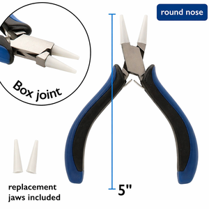 Alicates de punta redonda de acero inoxidable de 5 pulgadas con mordazas de nailon y puntas blandas, herramienta de joyería para doblar alambre y hacer bucles, cabezales de repuesto, agarre ergonómico, bricolaje - Product Image 2