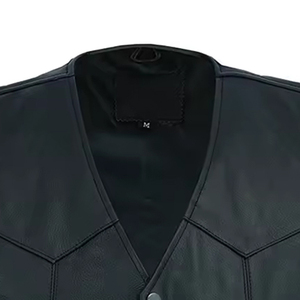 เสื้อกั๊กหนังผู้ชายไซส์ใหญ่แฟชั่น ทรงไม่มีแขน เสื้อกั๊กหนังสำหรับขี่มอเตอร์ไซค์ ทำจากหนังวัวแท้ - Product Image 5