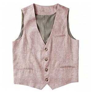 Gilet de Costume Formel Homme Grande Taille Noir Col V Simple Boutonnage Couleur Unie Polyester Automne - Product Image 5