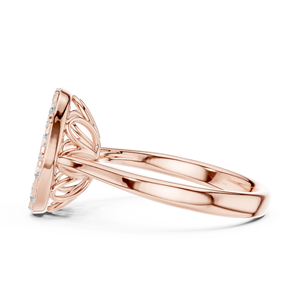 Rose <b>Gold</b> Oval Shaped Multi Stone Cluster Lab Grown Diamond Statement <b>Cocktail</b> <b>Ring</b> Pavé Setting Women's Fine Jewelry - Product Image 2