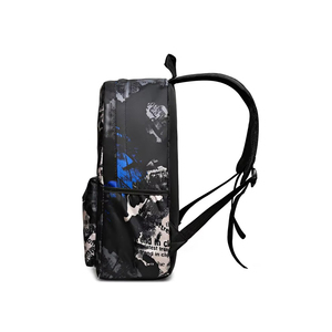 Mochila negra con estampado de periódico abstracto, mochila escolar, universitaria, de viaje, para ordenador portátil, personalizable de alta calidad - Product Image 3