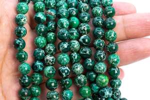 Perles de Jaspe Impérial Vert Profond Effet Sédiment Marin, Grade Gemme, Perles Rondes en Vrac 4MM 6MM 8MM 10MM 12MM, Options de Lots en Gros - Product Image 2