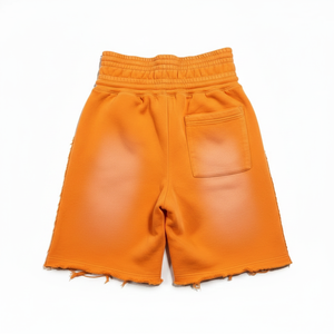 Shorts en coton pour hommes personnalisés en gros, style rétro délavé, double taille, effet pulvérisé arc-en-ciel, décontracté, streetwear d'été - Product Image 3