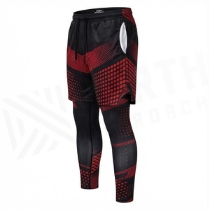 Ensemble de yoga 2 pièces NORM APPROACH : short et legging imprimé pois noirs et rouges, respirant, taille à cordon de serrage, longueur mi-cuisse, vêtements de sport - Product Image 3