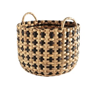 Natural Handcrafted <b>Water</b> <b>Hyacinth</b> <b>Basket</b> Checkered Design Vintage Storage Organizer Portable Laundry Bin Wholesale - Product Image 1